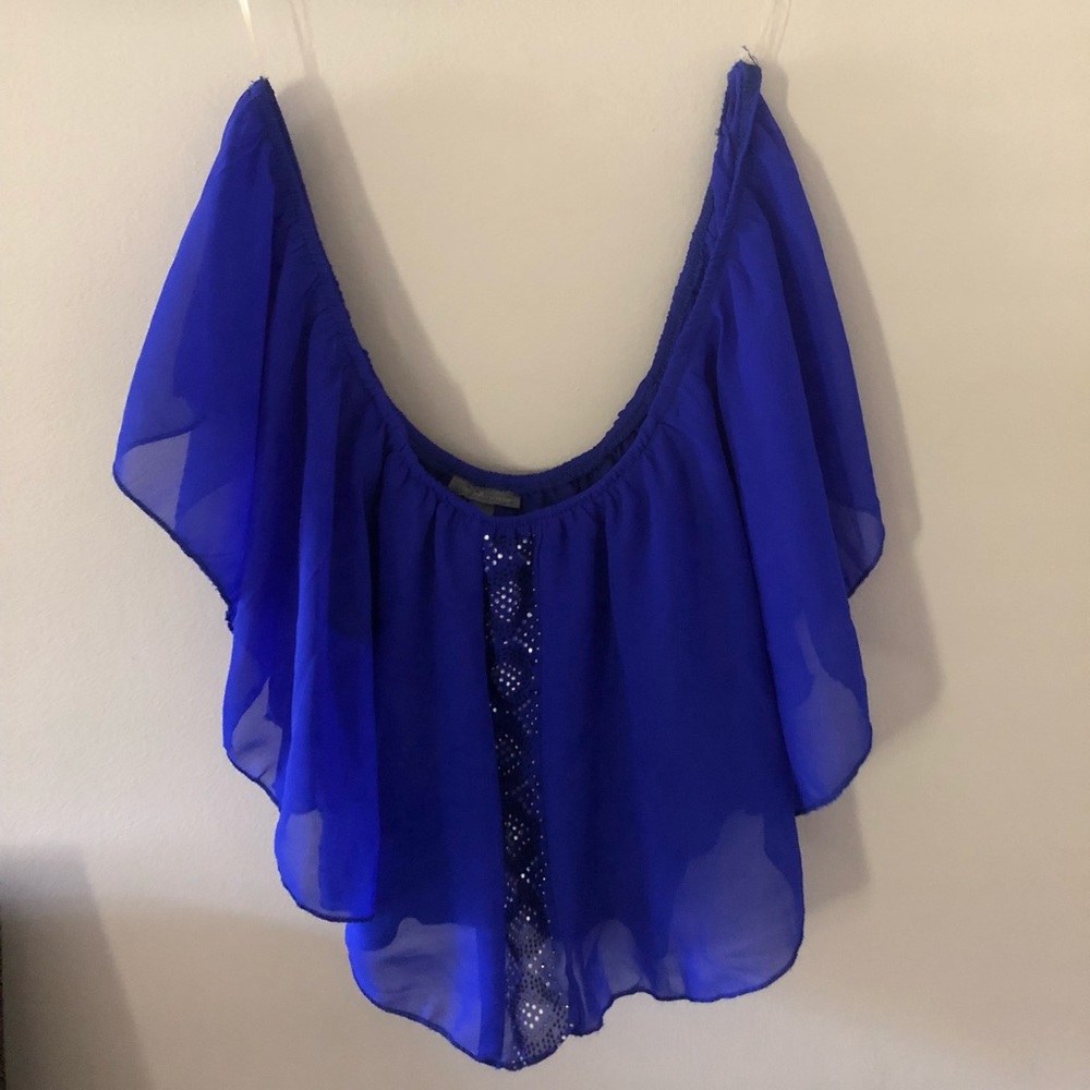Royal blue strapless crop